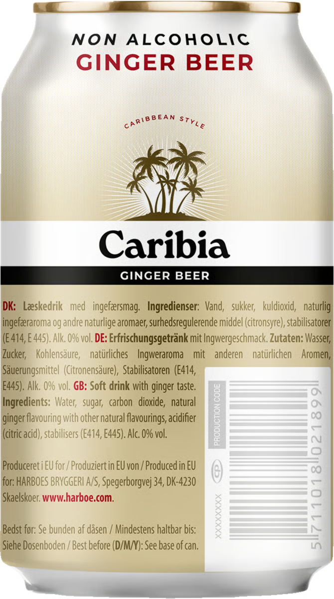 Caribia Ginger Beer - Refresco de Jengibre Sin Alcohol 330 ml (Pack de 24)