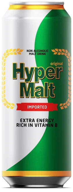 Hyper Malt Lata Grande - Bebida de Malta Original Sin Alcohol 500 ml (Pack de 24)