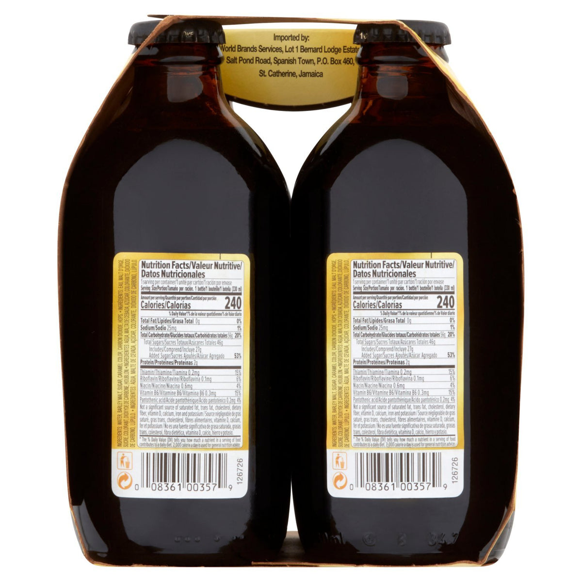 Power Malt - Bebida de Malta Sin Alcohol 330 ml (Pack de 24)