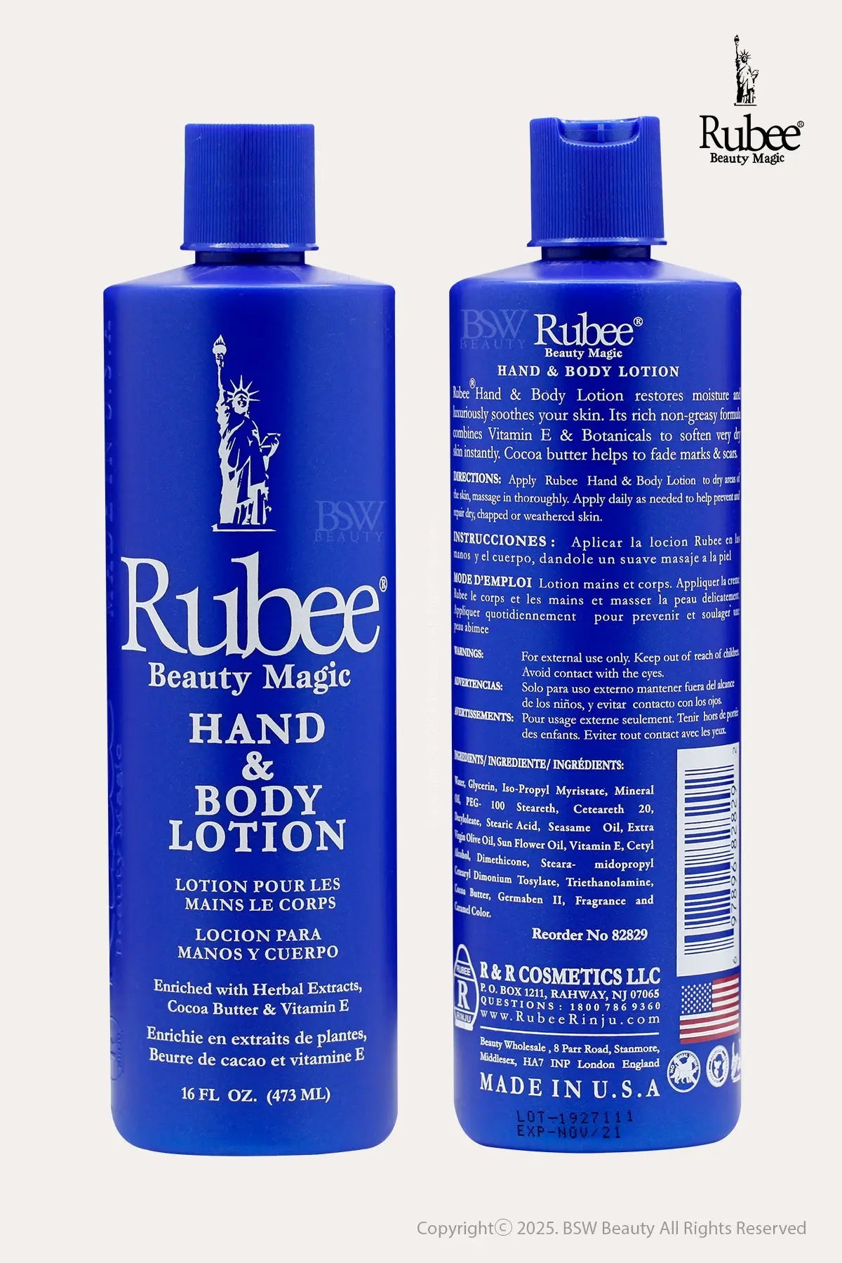 Rubee Lotion Cocoa Butter + Vit E 16oz
